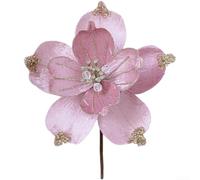 Gdfnmogo Ornamento natalizio artificiale, fiore di magnolia in tessuto, stella di Natale glitterata, 22 cm, decorazione per le vacanze per albero, disposizione da tavolo, decorazione per la casa