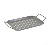 Gdfnmogo Padella antiaderente per barbecue per cucinare all'aperto, manico in acciaio inox al carbonio vassoio per barbecue per verdure, pesce, gamberetti, facile da pulire