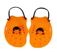 Gdfnmogo Palette da nuoto in silicone per uomo e donna, con cinturino regolabile per polso/dita, design a lama larga con fori passanti, 17 x 12,3 cm, 100 g (arancione)