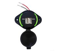Gdfnmogo Pannello di uscita per auto, camion, camper, barca, ATV, UTV, camper, doppia presa con porta di ricarica QC 3.0, compatibile con 12-24 V, ABS nero (verde)