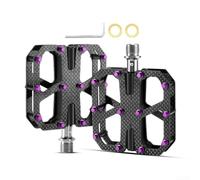Gdfnmogo Pedali per bici in fibra di carbonio per mountain bike e bici da strada, 3 cuscinetti sigillati, coppia leggera con punte antiscivolo, nucleo in lega TC4 GR5, 110 x 85 mm, 340 g (nero viola)