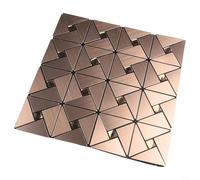 Gdfnmogo Piastrelle autoadesive a mosaico, in alluminio, 30 x 30 cm, in metallo composito, per cucina, bagno, rivestimento decorativo per pareti interne (colore rame)