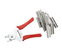 Gdfnmogo Pinze stringicavo con 600 anelli M per montaggio a rete, struttura in acciaio resistente, antiscivolo, set di pinze rosse da 15,5 cm per pollame e salsicce