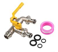 Gdfnmogo Rubinetto da giardino in ottone con due uscite - 1/2" doppio raccordo per irrigazione esterna, sistemi di irrigazione e raccordi per tubi flessibili - per lega di rame durevole