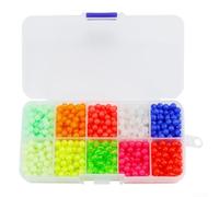 Gdfnmogo Set di 1000 perline da pesca luminose in plastica morbida, ovali, rotonde, si illuminano al buio, con scatola portaoggetti, per pesca notturna o in mare e
