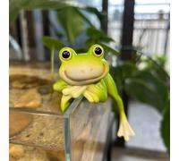 Gdfnmogo Set di 2 statuette decorative in resina a forma di rana, resistenti alle intemperie, leggere, per recinto, vaso da fiori, patio, cortile o piante da interno