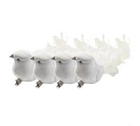 Gdfnmogo Set di 4 colombe artificiali in schiuma, uccellini bianchi della pace con piedini a clip, per decorazione di matrimoni, battesimi, fotografie e statue da giardino per interni/esterni (15 x