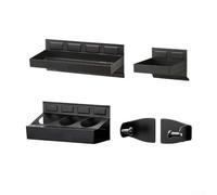 Gdfnmogo Set di 4 organizer magnetici per utensili con porta asciugamani di carta e porta bombolette spray, vassoi da 6 e 12 scomparti per chiavi e cacciaviti, resistente acciaio rivestito nero da 0,8