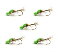 Gdfnmogo Set di 5 esche galleggianti per pesca a mosca Mayfly in schiuma, con ganci in acciaio ad alto tenore di carbonio, per trote, salmone, spigola, pesce gatto, Steelhead (verde)