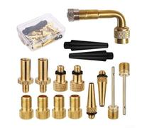 Gdfnmogo Set di adattatori per pompa per bici, kit di valvole in rame da 15 pezzi per Presta, per Schrader, Dunlop SV DV AV, ago a sfera e adattatore per pneumatici per compressore auto