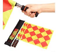 Gdfnmogo Set di bandiere da arbitro di calcio, 2 pezzi, bandiere segnaletiche in nylon a scacchi ad alta visibilità con aste antiscivolo in acciaio inox (46 cm), impugnatura in schiuma
