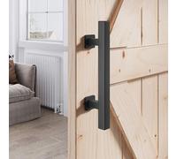 Gdfnmogo Set di maniglie quadrate da 30,5 cm, in acciaio verniciato a polvere nera, per porte spesse da 2,5 cm a 1-3/4", include chiave