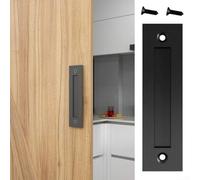 Gdfnmogo Set di maniglie scorrevoli per porta da fienile - 21,9 cm nero opaco montaggio a filo struttura in acciaio con finitura verniciata a polvere per interni