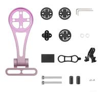 Gdfnmogo Staffa di supporto regolabile per manubrio del computer da bicicletta, per Garmin, girevole a 180°, in lega di alluminio, con fotocamera e adattatore per luce anteriore (rosa sfumato)