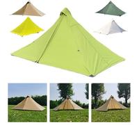 Gdfnmogo Tenda da campeggio piramidale ultraleggera per 1-2 persone zaino in spalla ed escursionismo, strato singolo PU3000, tessuto 210T resistente agli strappi, trekking (verde erba)
