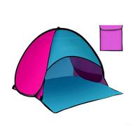 Gdfnmogo Tenda da spiaggia per esterni, con tessuto rivestito in argento 190T e telaio in acciaio leggero, protezione solare UPF con rete posteriore (rosa)