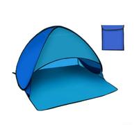 Gdfnmogo Tenda da spiaggia per esterni, con tessuto rivestito in argento 190T e telaio in acciaio leggero, protezione solare UPF con rete posteriore (blu)