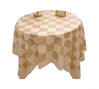 Gdfnmogo Tovaglia impermeabile a prova di olio con motivo a griglia, materiale PEVA corto in peluche, per uso interno ed esterno, compatibile con tabulazioni da 90 x 150 cm (KHAKI)
