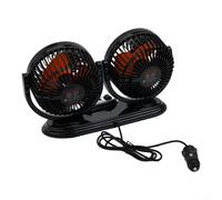 Gdfnmogo Ventola di raffreddamento per auto a doppia testa, girevole a 360°, con 2 impostazioni di velocità, USB 5 V/12 V/24 V, compatibile con berlina, camion, furgoni, SUV, camper, ATV (24 V)