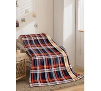 GDHKDDFL Coperta in Lana Sherpa, Coperta in Pile Blu e Rosso, soffice, Super Calda Accogliente(130x150cm)