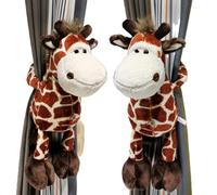 GDHKDDFL Fermacurtaini, 2 Pezzi Giraffa, Morbidi e Soffici portaoggetti a Forma di Cartone Animato con Bottone Elastico