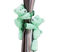GDHKDDFL Fermacurtaini, 2 Pezzi Morbidi e Soffici Cinturini portaoggetti a Forma di Cartone Animato con Bottone Elastico(Green)