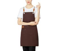 GDHKDDFL Grembiuli da Forno, Grembiule da Cuoco for Uomo e Donna, Grembiule Cameriere, Incrociato sulla Schiena con Tasche for Cucina, Pasticceria, Pittura, Artista, Marrone(Brown)