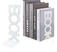 GDJIAJT Fermalibri in metallo, colore bianco, confezione da 4 fermalibri per scaffali, per libri, libri, libri, libri, per DVD, riviste