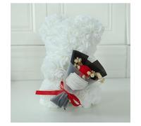 GDJIAYIYI Orsacchiotto di rose, orsetto di fiori artificiali, regalo di compleanno, per donne, signore, fidanzate, ragazze, mamme, nonne, padri (bianco)