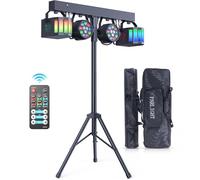 GdjRttk 60 W Set luci DJ con supporto e telecomando, faretto par LED Derby RGBW effetto stroboscopico luce da discoteca per festa, KTV, chiese, concerti, matrimoni, Halloween