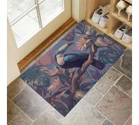 GDJSMIN Antiscivolo Zerbino Ingresso Interno, Tappeto Rosa Chiaro Camera Cucina 80 X 120 Cm, Tappetino Bagno, Tappeti Lavabili In Lavatrice Piante E Rami Tropicali Motivo Tucano Pelo Corto Rug