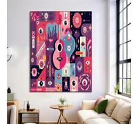 GDJSMIN Quadro Su Tela Design Di Chitarra Rosa Immagini Viola Rosa Wall Art Canvas Art Poster Stampe Elemento Visivo Di Musica Astratta Living Room Decor Murale 40×50 Cm Senza Cornice