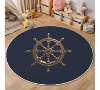GDJSMIN Schema Classico Del Timone Di Una Nave Tappeto Rotondo Salotto, Morbido Stile Nautico Classico Tappetini Antiscivolo Tappeto Per Cucina Casa Zona Balcone Tappet Tavolino (Bronzo,180Cm)