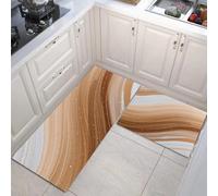 GDJSMIN Set Di 2 Tappeti Da Cucina Curve Ondulate,Tappetini Da Cucina Lavabili,Runner Antiscivolo Arte Astratta Tappetino Assorbente Per Ingresso E Corridoio,Marrone, 50×80Cm+50×120Cm