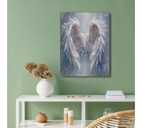 GDJSMIN Stile Fantasy Ali D'Angelo Bianche,40×50 cm Stampe da parete Quadro verticale su tela canvas soggiorno,Azzurro Chiaro,Senza Cornice