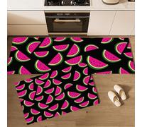 GDJSMIN Tappetini Da Cucina 2 Pezzi,Tema Frutta Tappeto Cucina Antiscivolo,Fette Di Anguria Rosa Antiscivolo Tappeti Da Cucina, Lavabile, Adatto Per Corridoi, Cucine, Bagni,Rosa, 50×80Cm+50×120Cm