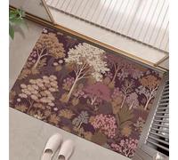 GDJSMIN Tappeto Alberi Arbusti Ingresso Interno, Zerbino Tappeti Paesaggio Forestale 45 X 75 Cm Antiscivolo Lavabile In Lavatrice Viola Scuro Tapette Cucina Camera Da Letto Entrata Scendiletto