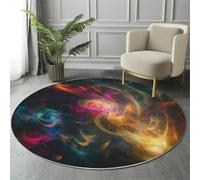 GDJSMIN Tappeto Arte Digitale Astratta 60Cm,Rotondo A Pelo Lungo Con Modelli Di Luce Complessi,Lavabile Cerchio Extra Morbido Per Sala Da Pranzo,Cameretta Dei Bambini,Giallo
