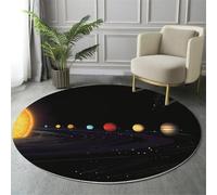 GDJSMIN Tappeto Diagramma Del Sistema Solare,80Cm,Pianeti Dell'Universo Con Stampa Lavabile,Cerchio Extra Morbido Per Camera Da Letto Sala Da Pranzo Cameretta Dei Bambini, Nero