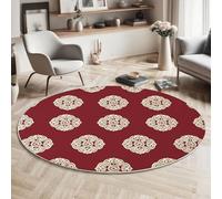 GDJSMIN Tappeto Elemento Design Astratto 180Cm,Rotondo A Pelo Lungo Con Modello Mandala Indiano Circolare,Lavabile Cerchio Extra Morbido Per Sala Da Pranzo,Cameretta Dei Bambini,Chiaretto