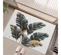 GDJSMIN Tappeto Foglie Tropicali Oro Nero Ingresso Interno, Zerbino Tappeti Piante Moderne 45 X 75 Cm Antiscivolo Lavabile In Lavatrice Grigio Scuro Tapette Cucina Camera Da Letto Entrata Scendiletto