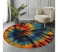 GDJSMIN Tappeto Rotondo Cameretta 180Cm Vortici Geometrici A Spirale Tappeto Piccolo Arancia Tappetos Scendiletto Camera Da Letto Tappetos Rotondo Per Salotto Cameretta Bambino