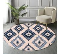 GDJSMIN Tappeto Rotondo Cameretta 60Cm Design Geometrico A Diamante Tappeto Piccolo Indaco Tappetos Scendiletto Camera Da Letto Tappetos Rotondo Per Salotto Cameretta Bambino