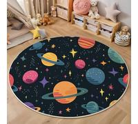 GDJSMIN Tappeto Rotondo Cameretta 80Cm Icona Un Pianeta Dei Cartoni Animati Tappeto Piccolo Colore Arancione Tappetos Scendiletto Camera Da Letto Tappetos Rotondo Per Salotto Cameretta Bambino