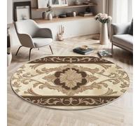 GDJSMIN Tappeto Rotondo Stile Classico Europeo, Lavabile A Pelo Corto, Antiscivolo Per Sala Da Pranzo, Camera Da Letto,Moderno Con Modello A Spirale (Marrone, 60Cm)