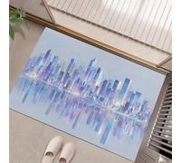 GDJSMIN Tappeto Salotto 40 X 60 cm Tappeti Camera Da Letto Soggiorno Architettura Urbana Progettazione Paesaggistica Pelo Corto Blu-Viola Lass Stuoia Moquette Grattacieli Antiscivolo Room Accessori