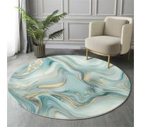 GDJSMIN Tappeto Salotto Pelo Corto,Tappeto Cucina Antiscivolo Lavabile,Azzurro Chiaro Tappetos Rotondo Per Camera Da Letto,Ingresso Interno,Vortici Intricati,60Cm