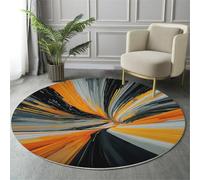 GDJSMIN Tappeto Salotto Pelo Corto,Tappeto Cucina Antiscivolo Lavabile,Colore Arancione Tappetos Rotondo Per Camera Da Letto,Ingresso Interno,Design Lineare Astratto,80Cm