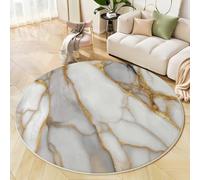 GDJSMIN Tappeto Salotto Pelo Corto,Tappeto Cucina Antiscivolo Lavabile,Platino Tappetos Rotondo Per Camera Da Letto,Ingresso Interno,Disegno Della Linea In Lamina D'Oro,100Cm