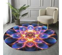 GDJSMIN Tappeto Stile Fantasy Art 120Cm, Rotondo A Pelo Lungo, Con Design Mandala Petalo, Lavabile, Cerchio Extra Morbido,Per Camera Da Letto,Sala Da Pranzo,Cameretta Dei Bambini,Viola Rosa